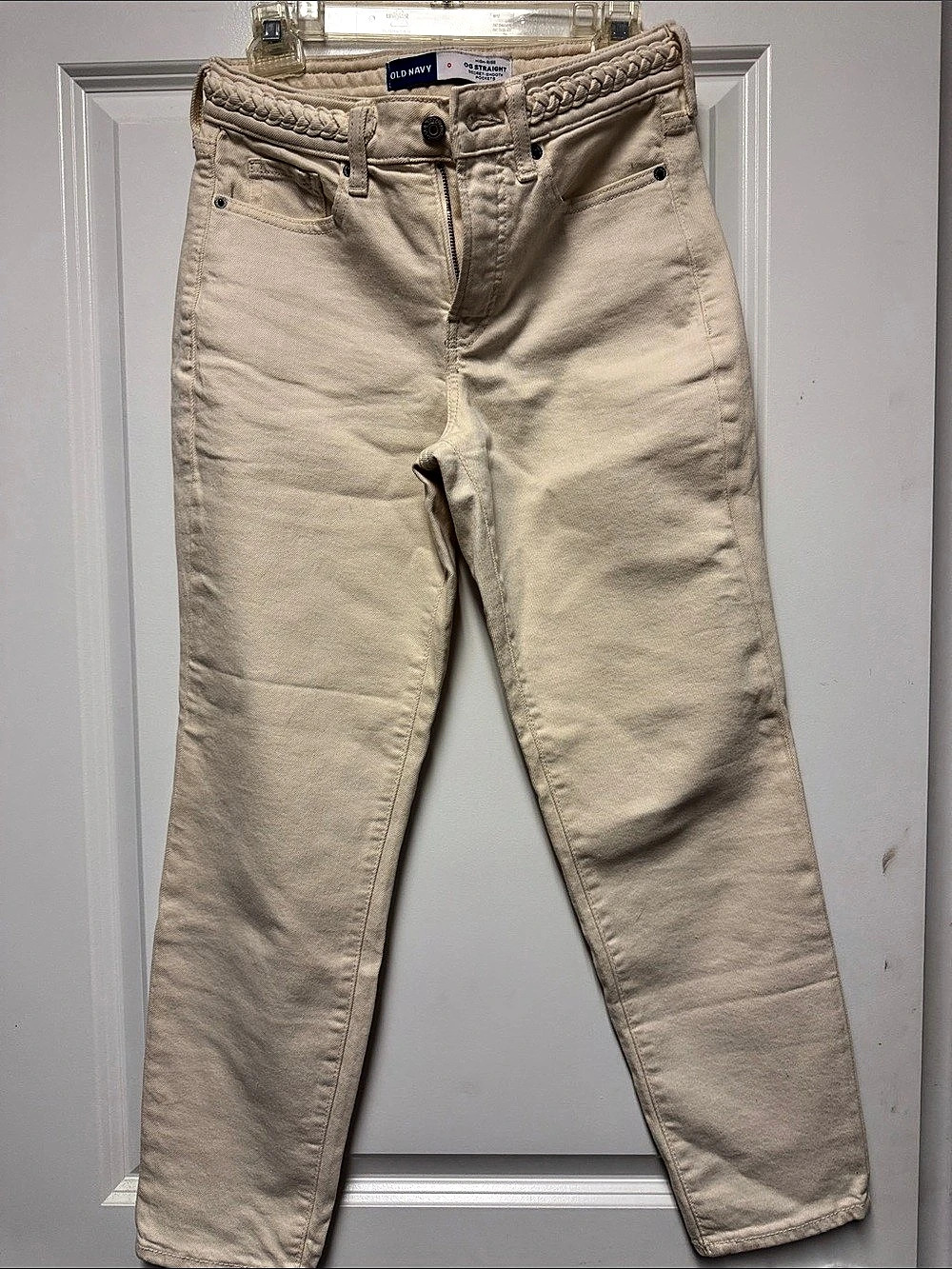 Old Navy High-Rise OG Straight Secret-Smooth Pocket Jeans Cream Size 0